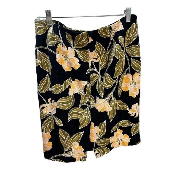 NWOT Ann Taylor A-Line Black Floral Mini Skirt Size 10 - Picture 2 of 4